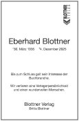 Traueranzeige Eberhard Blottner