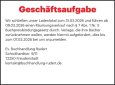 Geschäftsaufgabe Ev. Buchhandlung Rudert, 72250 Freudenstadt