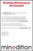 minedition AG: Verlegerische Arbeit eingestellt zum 30.06.2026
