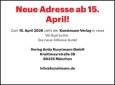Neue Adresse Kunstmann Verlag, 80335 München