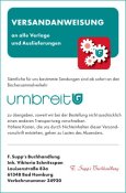 Versandanweisung F. Supp‘s Buchhandlung, 61348 Bad Homburg (VN 34920) über Umbreit 