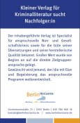 Kleiner Verlag für Kriminalliteratur in Berlin sucht Nachfolger:in  