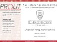 Auslieferungsübernahme Chronicon Verlag, Wartau Schweiz durch Prolit
