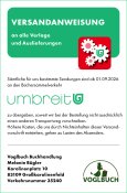 Versandanweisung Vogelbuch Buchhandlung, 83109 Großkarolinenfeld (VN 35240) über Umbreit