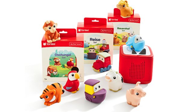Mehrere Hörfiguren von My first Tonies mit Box