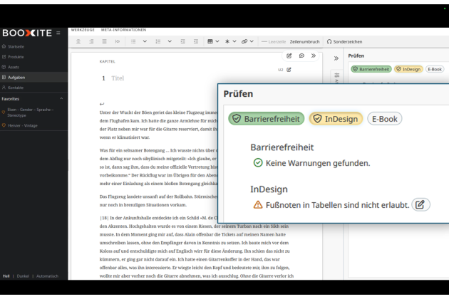 Screenshot der BOOXITE-Oberfläche