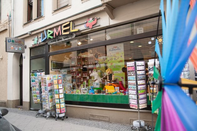 Fassade des Spielwarengeschäfts Urmel in Mannheim