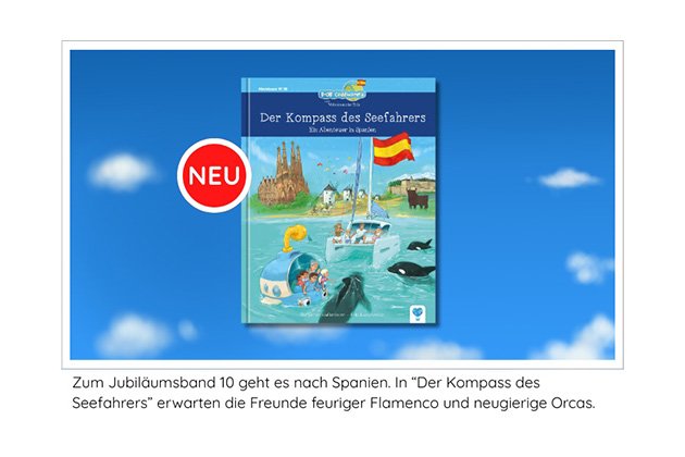 Cover des 10. Bands der Reihe: B-OB Coddiwomple und die Weltenbummler Kids, vor blauem Himmel.