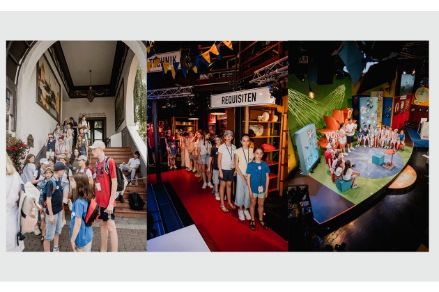 Montage aus drei Interior-Szenen mit den Kindern im Europapark