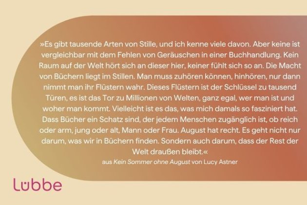 Langes Zitat aus kein Sommer ohne August, auf orangenem Hintergrund.