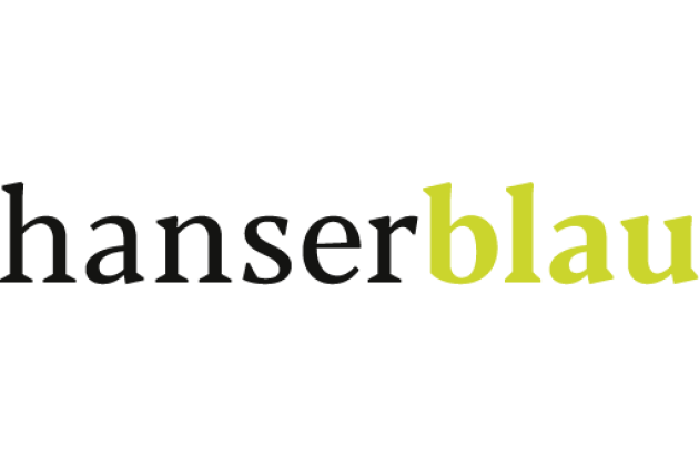 Logo hanserblau: Hanser in schwarzer, blau in grüner Schrift.