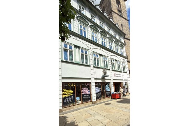 Das Gebäude der Buchhandlung Peterknecht in Erfurt