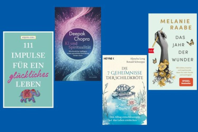 Collage mit vier Covern von Titel-Empfehlung zu Spiritualität