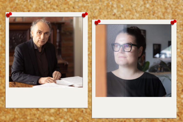 Collage: Dimitré Dinev und Miriam Unterthiner 