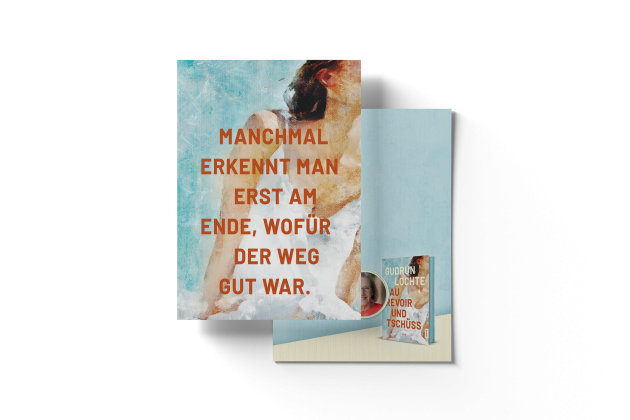 4 Postkarte Gudrun Lochte: Au revoir und tschüss 