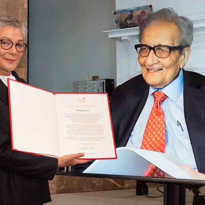 Amartya Sen und Karin Schmidt-Friderichs