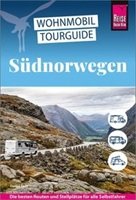Cover zum Wohnmobil-Tourguide Südnorwegen von Daniel Fort. Oben weißer Titel auf blauem Hintergrund, unten Foto der entsprechenden Landschaft.