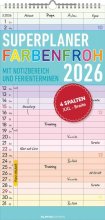 Cover: Alpha Edition - Superplaner Farbenfroh - 4 Spalten - Familienkalender 2026 – 4 Spalten, 22x45 cm – Bunter Familien-Timer mit Feiertagen (DE/AT/CH/FR/IT) – FSC-zertifiziert