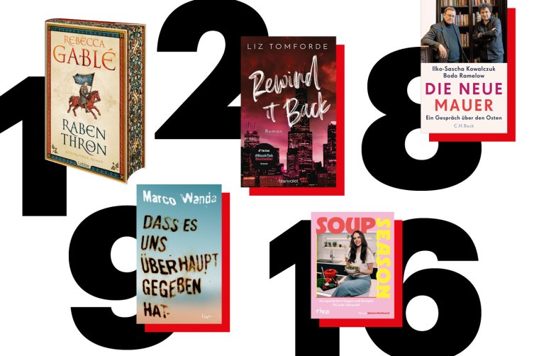 Fünf Cover von Neueinsteigern mit großen Zahlen ihrer Platzierungen